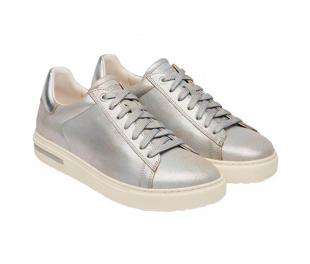 NEW BIRKENSTOCK women's bend low shoes in washed metallic silver